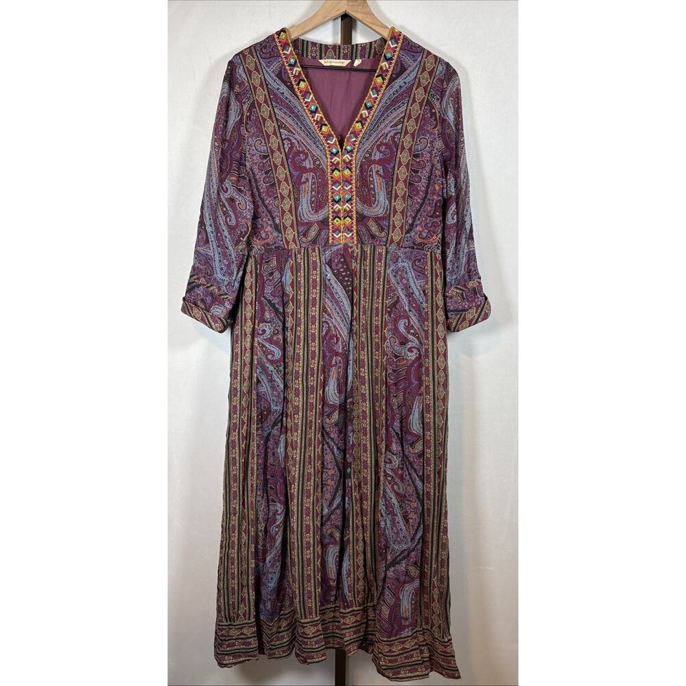 Soft Surroundings Mira Dress Women's Medium Colorful Maxi Boho Hippie Artsy